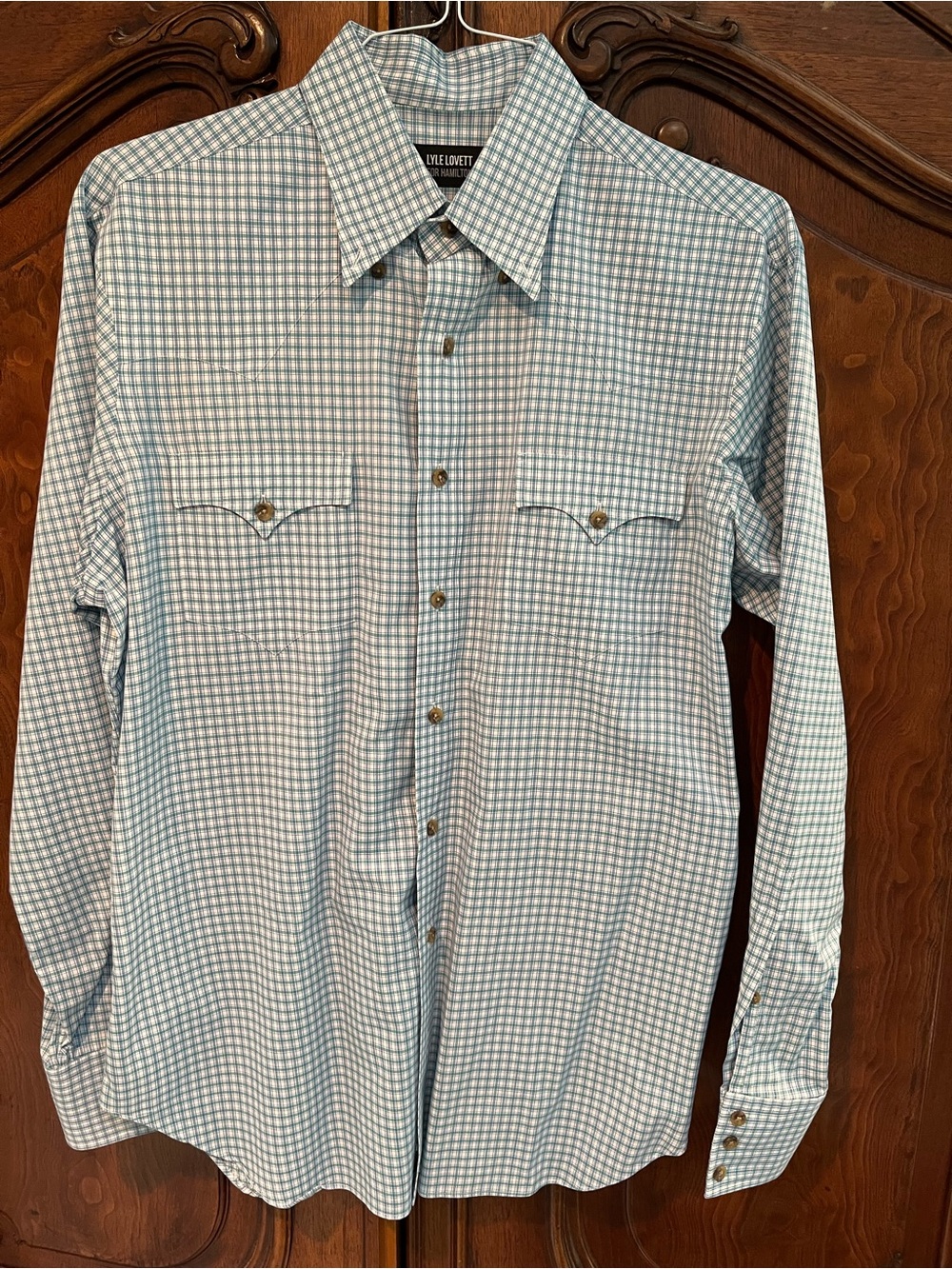 Lyle Lovett for Hamilton Green/Blue Plaid Sz 16